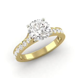 1.22 Carat D SI1 CERTIFIED Round Shape 100% Natural Solitaire with Accents Available in White, Rose or Yellow Gold Enhanced Engagement Ring