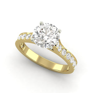 1.22 Carat D SI1 CERTIFIED Round Shape 100% Natural Solitaire with Accents Available in White, Rose or Yellow Gold Enhanced Engagement Ring