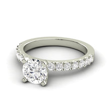 0.96 Carat H SI2 Round Brilliant 100% Natural Solitaire with Accents Available in White, Rose or Yellow Gold Enhanced Engagement Ring