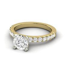 0.96 Carat H SI2 Round Brilliant 100% Natural Solitaire with Accents Available in White, Rose or Yellow Gold Enhanced Engagement Ring