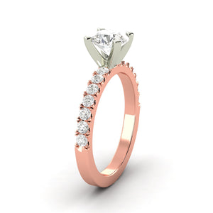 0.96 Carat H SI2 Round Brilliant 100% Natural Solitaire with Accents Available in White, Rose or Yellow Gold Enhanced Engagement Ring