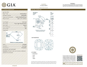 0.42 Carat Light Fancy Green Yellow VS2 Cushion Shape Loose GIA CERTIFIED Pretty