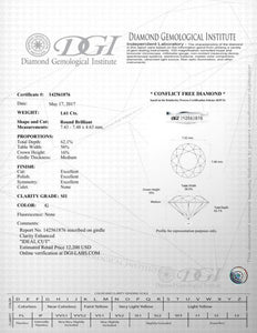 2.15 Carat G SI1 CERTIFIED Round Brilliant Earth Mined Diamond Available in White, Rose or Yellow Gold Custom Made Enhanced Engagement Ring